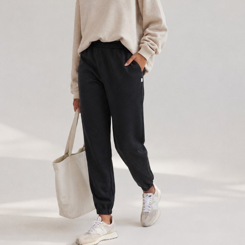 Vuori Boyfriend Sweatpant VW457 Womens L Black Heather Jersey Mid-rise